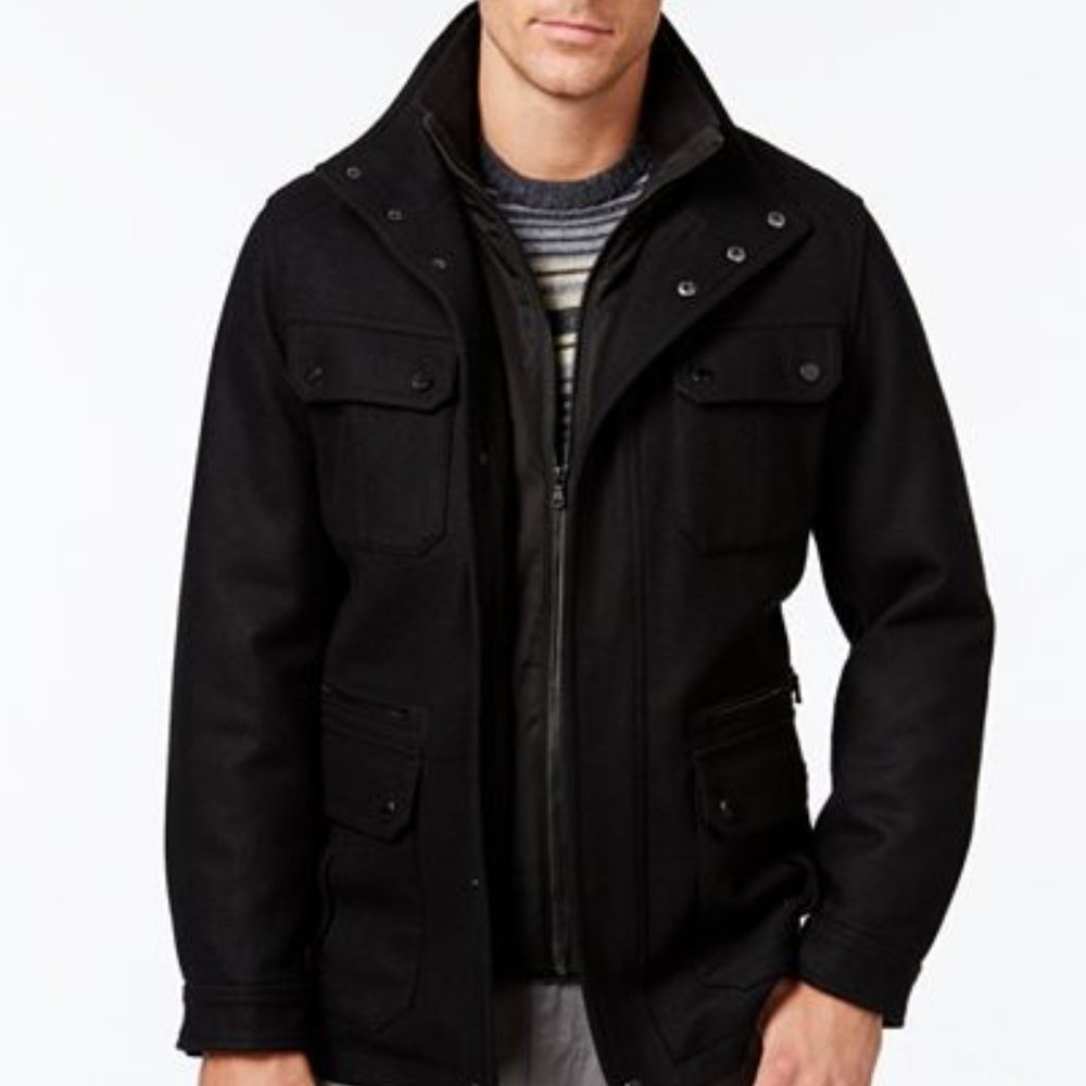 Michael Kors Men's Wool-Blend Field Coat with Attached Bib